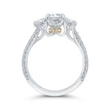 Shah Luxury 14K Two-Tone Gold Oval Diamond Three-Stone Plus Engagement Ring with Split Shank (Semi-Mount) photo 4