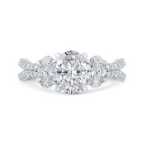 Shah Luxury 14K Two-Tone Gold Oval Diamond Three-Stone Plus Engagement Ring with Split Shank (Semi-Mount) photo