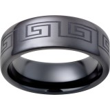 Black Diamond Ceramic Pipe Cut Band with Greek Laser Engraving photo