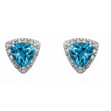 14K White Swiss Blue Topaz & .08 CTW Diamond Earrings photo 2