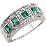 14K White Emerald & 3/8 CTW Diamond Ring photo
