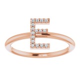 14K Rose .07 CTW Diamond Initial E Ring photo 3