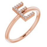 14K Rose .07 CTW Diamond Initial E Ring photo