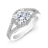 18k White Gold Split Shank Halo Diamond Engagement Ring photo