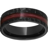 Black Diamond Ceramic Pipe Cut Band with Cabernet Barrel Aged Off-Center Inlay and Moon Finish photo