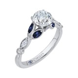 Shah Luxury 14K White Gold Round Diamond Engagement Ring with Sapphire (Semi-Mount) photo 2