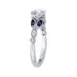 Shah Luxury 14K White Gold Round Diamond Engagement Ring with Sapphire (Semi-Mount) photo 3