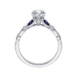 Shah Luxury 14K White Gold Round Diamond Engagement Ring with Sapphire (Semi-Mount) photo 4