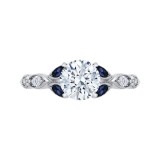 Shah Luxury 14K White Gold Round Diamond Engagement Ring with Sapphire (Semi-Mount) photo