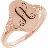 14K Rose 13x9 mm Oval Signet Ring photo 3