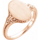 14K Rose 13x9 mm Oval Signet Ring photo