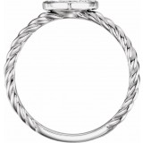 14K White 1/8 CTW Diamond Heart Rope Ring photo 2