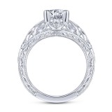 Gabriel & Co. 14k White Gold Art Deco Wide Band Engagement Ring photo 2
