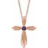 14K Rose Amethyst Cross 16-18 Necklace photo