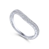 Gabriel & Co. 14k White Gold Victorian Curved Wedding Band photo 3