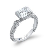 Shah Luxury 14K White Gold Emerald Cut Diamond Vintage Engagement Ring (Semi-Mount) photo 2