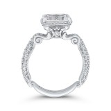 Shah Luxury 14K White Gold Emerald Cut Diamond Vintage Engagement Ring (Semi-Mount) photo 4