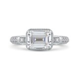 Shah Luxury 14K White Gold Emerald Cut Diamond Vintage Engagement Ring (Semi-Mount) photo