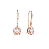 Henri Daussi 14k Rose Gold Diamond Drop Earrings photo