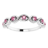14K White Pink Tourmaline Stackable Ring photo 3