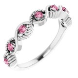 14K White Pink Tourmaline Stackable Ring photo
