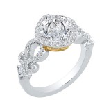 Shah Luxury 14K Two-Tone Gold Round Diamond Halo Engagement Ring with Split Shank (Semi-Mount) photo 2