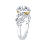 Shah Luxury 14K Two-Tone Gold Round Diamond Halo Engagement Ring with Split Shank (Semi-Mount) photo 3