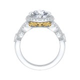 Shah Luxury 14K Two-Tone Gold Round Diamond Halo Engagement Ring with Split Shank (Semi-Mount) photo 4