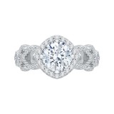 Shah Luxury 14K Two-Tone Gold Round Diamond Halo Engagement Ring with Split Shank (Semi-Mount) photo
