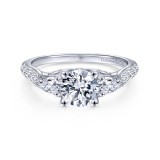 Gabriel & Co. 14k White Gold Art Deco Straight Engagement Ring photo