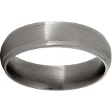 Titanium Domed Band with Grooved Edges and Satin Finish photo