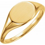 14K Yellow 11x9 mm Oval Signet Ring photo