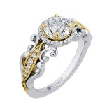 Shah Luxury 14K Two-Tone Gold Round Diamond Halo Engagement Ring (Semi-Mount) photo 2