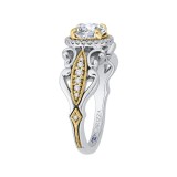 Shah Luxury 14K Two-Tone Gold Round Diamond Halo Engagement Ring (Semi-Mount) photo 3