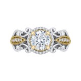 Shah Luxury 14K Two-Tone Gold Round Diamond Halo Engagement Ring (Semi-Mount) photo