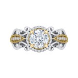 Shah Luxury 14K Two-Tone Gold Round Diamond Halo Engagement Ring (Semi-Mount) photo