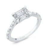 Shah Luxury Emerald Diamond Engagement Ring In 14K White Gold (Semi-Mount) photo 2
