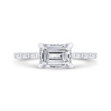 Shah Luxury Emerald Diamond Engagement Ring In 14K White Gold (Semi-Mount) photo