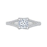 Shah Luxury Split Shank Cushion Cut Diamond Engagement Ring In 14K White Gold (Semi-Mount) photo