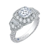 Shah Luxury 14K White Gold Cushion Diamond Halo Engagement Ring (Semi-Mount) photo 2