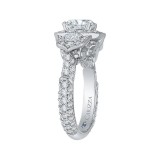 Shah Luxury 14K White Gold Cushion Diamond Halo Engagement Ring (Semi-Mount) photo 3