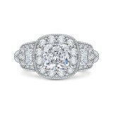 Shah Luxury 14K White Gold Cushion Diamond Halo Engagement Ring (Semi-Mount) photo