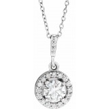 14K White 1/2 CTW Diamond Halo-Style 18 Necklace photo