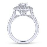 Gabriel & Co. 14k White Gold Rosette Double Halo Engagement Ring photo 2