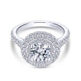 Gabriel & Co. 14k White Gold Rosette Double Halo Engagement Ring photo