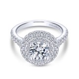 Gabriel & Co. 14k White Gold Rosette Double Halo Engagement Ring photo