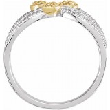 14K White & Yellow Criss-Cross Leaf Ring photo 2