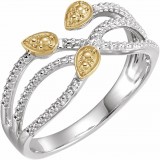 14K White & Yellow Criss-Cross Leaf Ring photo