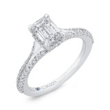 Shah Luxury Emerald Diamond Engagement Ring In 14K White Gold with Split Shank (Semi-Mount) photo 2