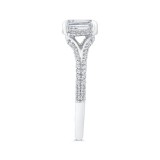 Shah Luxury Emerald Diamond Engagement Ring In 14K White Gold with Split Shank (Semi-Mount) photo 3